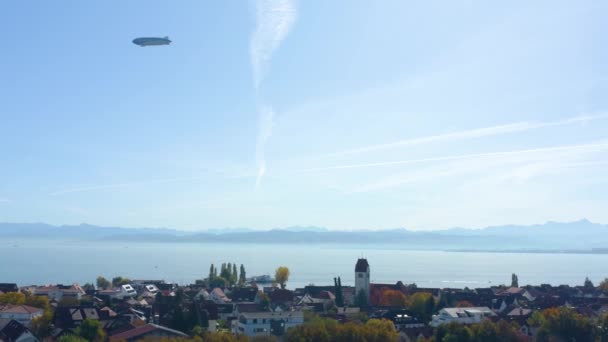 Vista Aérea Ciudad Immenstaad Junto Lago Constanza Alemania Día Soleado — Vídeo de stock