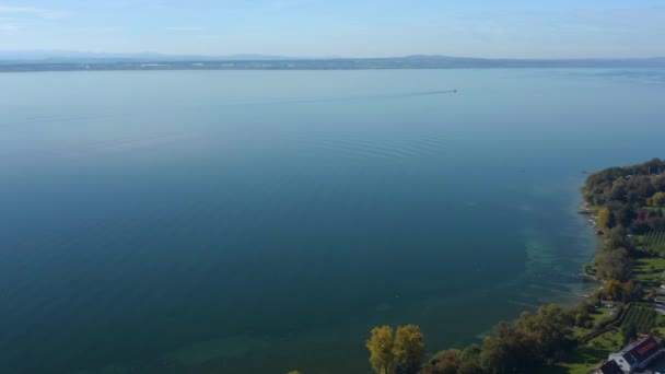Luftaufnahme Der Stadt Immenstaad Bodensee Einem Sonnigen Herbsttag — Stockvideo