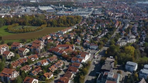 Aerial View City Friedrichshafen Lake Constance Germany Sunny Day Autumn — Stock Video