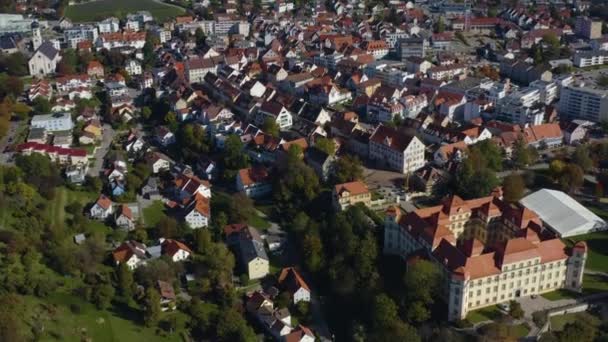 Luftaufnahme Der Stadt Tetnang Bodensee Einem Sonnigen Herbsttag — Stockvideo