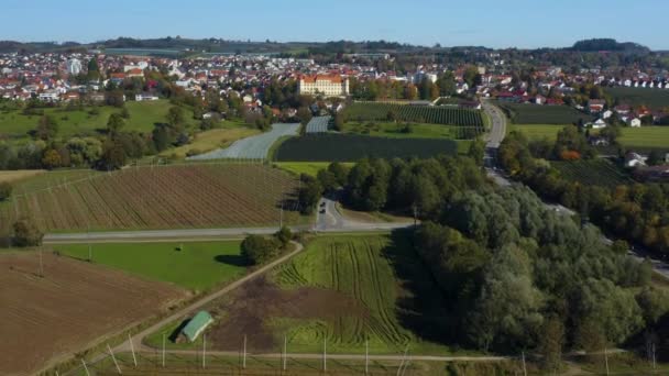 Luchtfoto Van Stad Tetnang Dicht Bij Het Bodenmeer Duitsland Een — Stockvideo