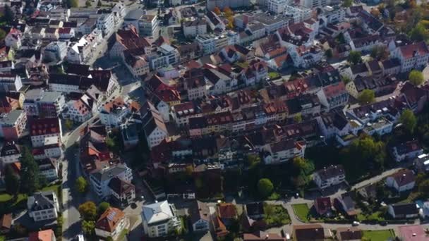 Luftaufnahme Der Stadt Tetnang Bodensee Einem Sonnigen Herbsttag — Stockvideo