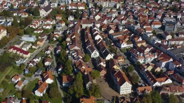 Luftaufnahme Der Stadt Tetnang Bodensee Einem Sonnigen Herbsttag — Stockvideo