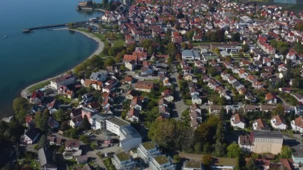 Vista Aérea Ciudad Langenargen Lado Del Lago Constanza Alemania Día — Vídeo de stock