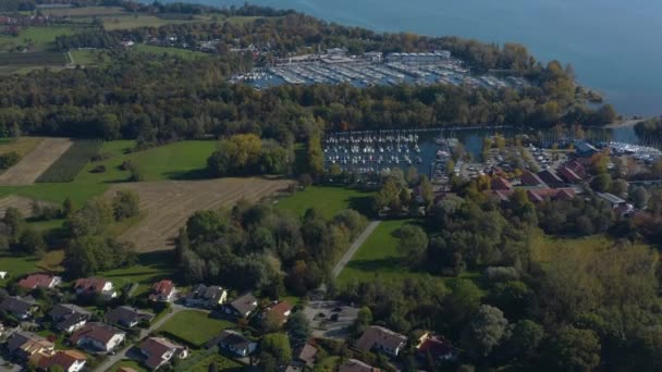 Vista Aérea Ciudad Langenargen Lado Del Lago Constanza Alemania Día — Vídeos de Stock