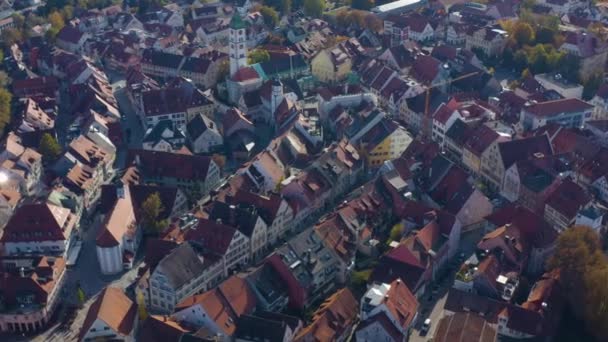 Luftaufnahme Der Stadt Wangen Allgäu Einem Sonnigen Herbsttag — Stockvideo