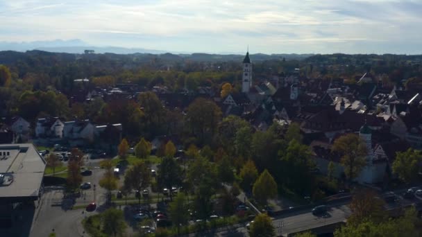 Veduta Aerea Della Città Wangen Allgu Germania Una Giornata Sole — Video Stock