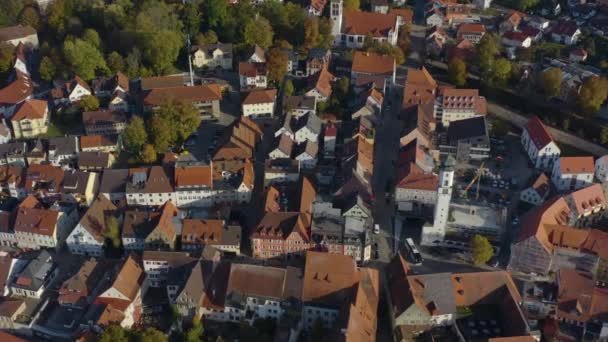 Aerial View City Isny Allgaeu Germany Sunny Afternoon Autumn — Stock Video