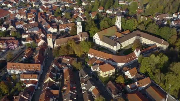 Widok Powietrza Miasto Isny Allgaeu Niemczech Słoneczne Popołudnie Jesienią — Wideo stockowe