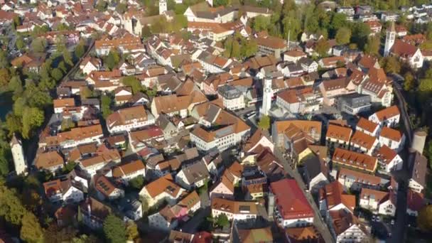 Vista Aérea Ciudad Isny Allgaeu Alemania Una Tarde Soleada Otoño — Vídeo de stock