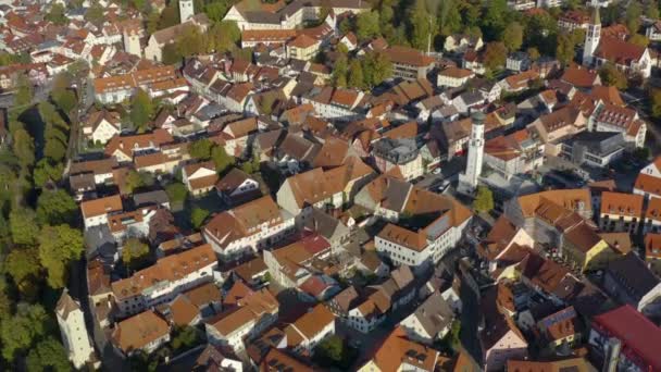 Widok Powietrza Miasto Isny Allgaeu Niemczech Słoneczne Popołudnie Jesienią — Wideo stockowe
