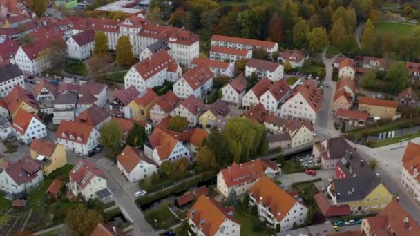 Vista Aérea Cidade Bad Wurzach Alemanha Final Tarde Outono — Vídeo de Stock