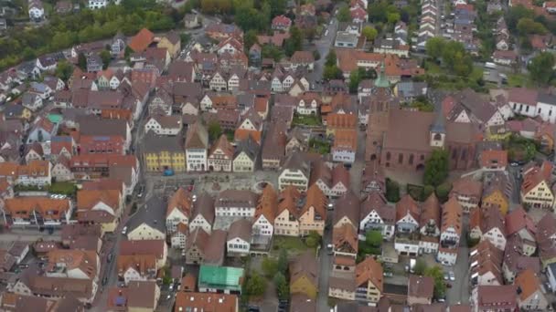 Luchtfoto Van Stad Weil Der Stadt Duitsland Een Bewolkte Ochtend — Stockvideo