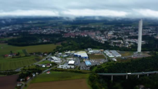 Aerial View City Rottweil Saksassa Pilvinen Fogy Aamulla Syksyllä Panoraama — kuvapankkivideo