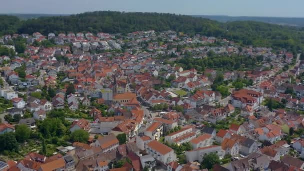 Aerial Aldeia Nussloch Alemanha Vista Larga Com Panela Direita — Vídeo de Stock