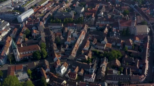 Aéreo Durlach Parte Histórica Velha Cidade Alemanha Uma Manhã Ensolarada — Vídeo de Stock