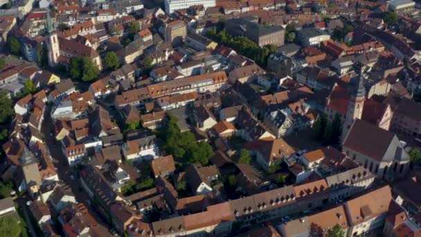 Aerial Durlach Old Historic Part Town Germany Early Sunny Morning — Stock Video