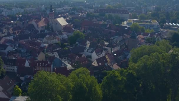 Letecký Durlach Staré Historické Části Města Německu Jednoho Časného Slunečného — Stock video
