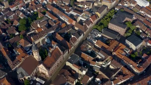 Aéreo Durlach Parte Histórica Velha Cidade Alemanha Uma Manhã Ensolarada — Vídeo de Stock