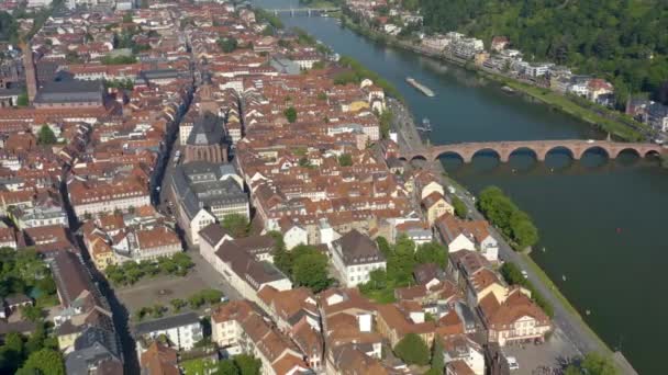 Veduta Aerea Heidelberg Della Parte Vecchia Della Città Del Castello — Video Stock