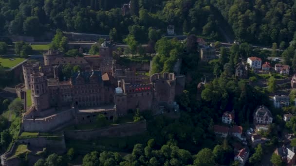 Luchtfoto Van Heidelberg Van Het Oude Historische Deel Van Stad — Stockvideo