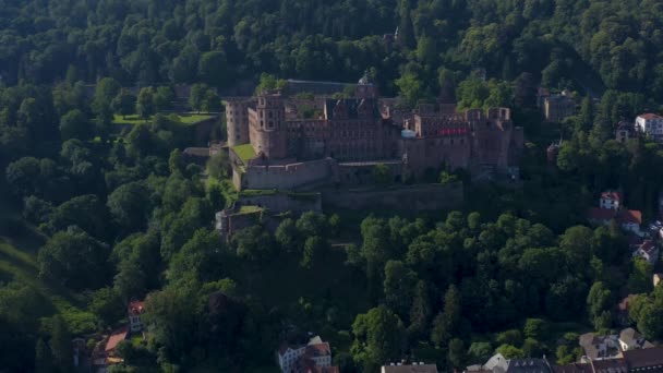 Luftaufnahme Von Heidelberg Mit Altstadt Und Schloss Deutschland Einem Sonnigen — Stockvideo