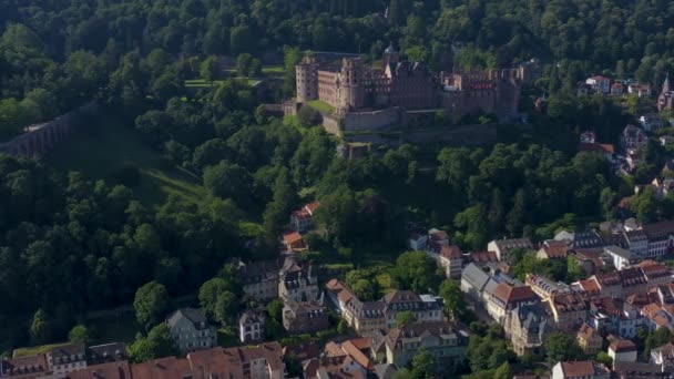 Vista Aérea Heidelberg Parte Histórica Velha Cidade Castelo Alemanha Numa — Vídeo de Stock