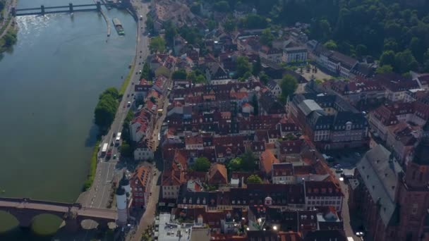 Luchtfoto Van Heidelberg Van Het Oude Historische Deel Van Stad — Stockvideo