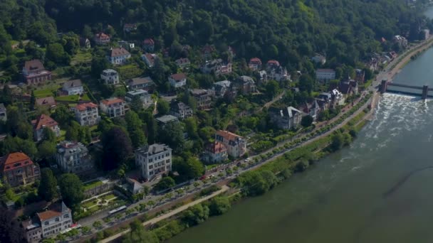 Vista Aérea Heidelberg Parte Histórica Velha Cidade Castelo Alemanha Numa — Vídeo de Stock