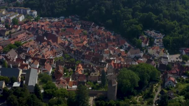 Vista Aérea Weinheim Parte Histórica Velha Cidade Alemanha Uma Manhã — Vídeo de Stock