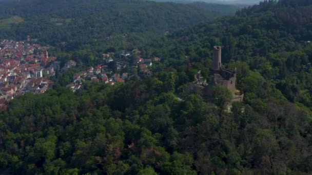 Widok Lotu Ptaka Weinheim Zabytkowej Części Miasta Niemczech Słoneczny Poranek — Wideo stockowe