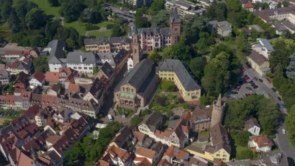 Aerial View Weinheim Old Historic Part Town Germany Sunny Morning — Stock Video