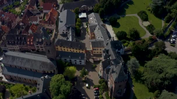 Vista Aérea Weinheim Parte Histórica Ciudad Alemania Una Mañana Soleada — Vídeo de stock