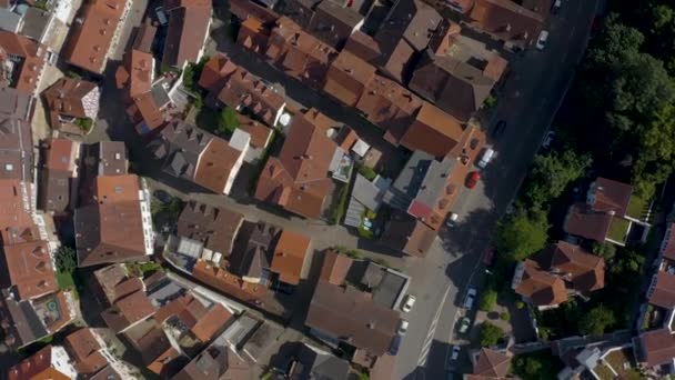 Vista Aérea Weinheim Parte Histórica Ciudad Alemania Una Mañana Soleada — Vídeo de stock