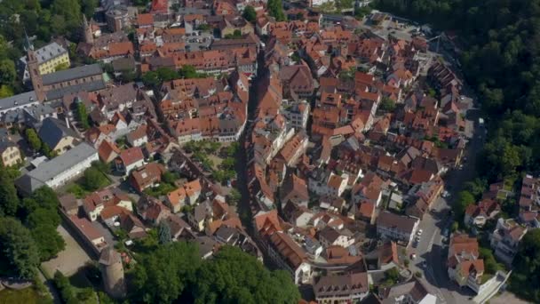 Widok Lotu Ptaka Weinheim Zabytkowej Części Miasta Niemczech Słoneczny Poranek — Wideo stockowe