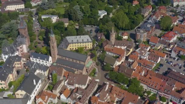 Luftaufnahme Von Weinheim Von Der Altstadt Deutschland Einem Sonnigen Morgen — Stockvideo