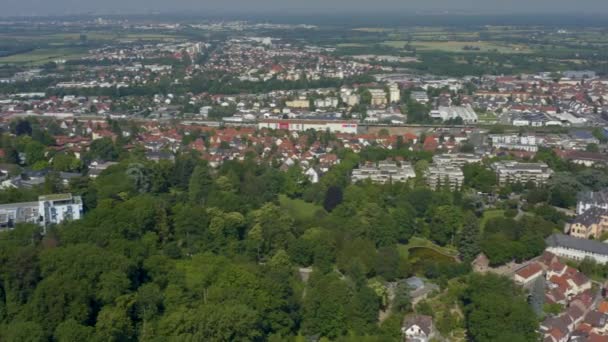 Flygfoto Över Weinheim Den Gamla Historiska Delen Staden Tyskland Solig — Stockvideo