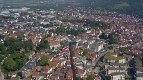 Widok Lotu Ptaka Weinheim Zabytkowej Części Miasta Niemczech Słoneczny Poranek — Wideo stockowe