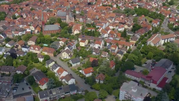 Letectvo Města Ladenburg Německu Řeky Hrdlo Slunečného Jarního Dne — Stock video