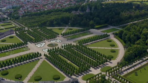 Flygfoto Slottet Och Staden Schwetzingen Tyskland Nära Floden Rhein Våren — Stockvideo