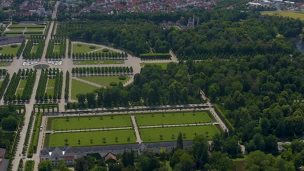 Flygfoto Slottet Och Staden Schwetzingen Tyskland Nära Floden Rhein Våren — Stockvideo