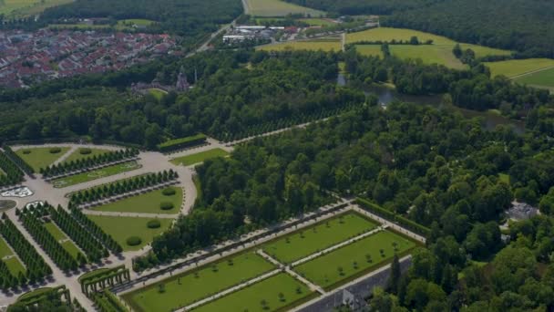 Flygfoto Slottet Och Staden Schwetzingen Tyskland Nära Floden Rhein Våren — Stockvideo