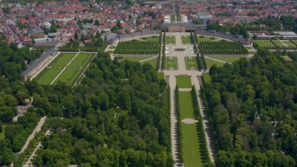 Flygfoto Slottet Och Staden Schwetzingen Tyskland Nära Floden Rhein Våren — Stockvideo