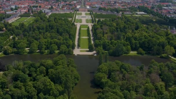 Aerial Palace City Schwetzingen Germany Close Rhein River Springtime — Stock Video