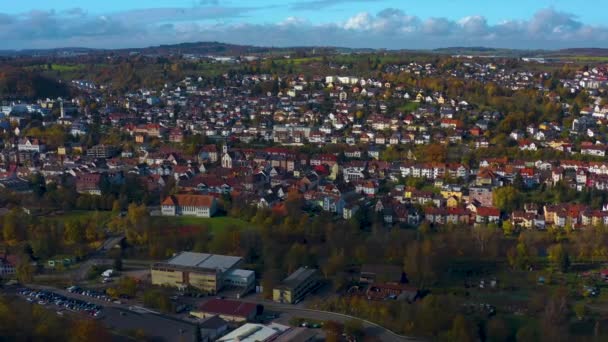 Luchtfoto Rond Stad Eutingen Pforzheim Een Zonnige Dag Het Najaar — Stockvideo