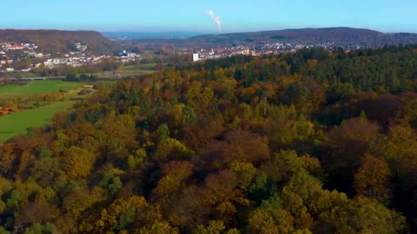 Güney Almanya Daki Kara Orman Sonbaharda Güneşli Bir Günde — Stok video