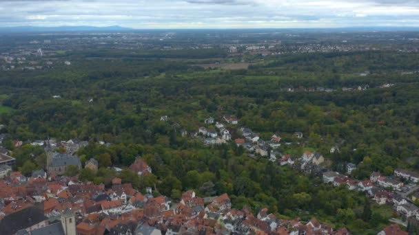Повітряний Вид Місто Замок Кронберг Німеччині Восени Похмурий День — стокове відео