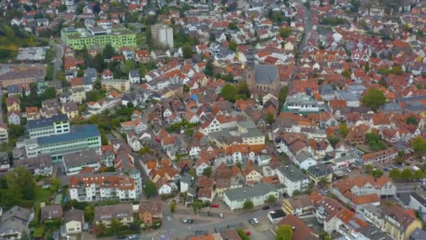 Luchtfoto Van Stad Hofheim Duitsland Een Bewolkte Dag Herfst — Stockvideo