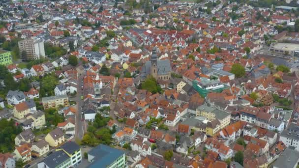 Vista Aérea Cidade Hofheim Alemanha Dia Nublado Outono — Vídeo de Stock