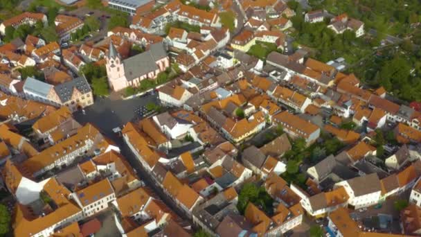 Vista Aérea Cidade Gross Umstadt Odenwald Alemanha Dia Nublado Outono — Vídeo de Stock